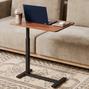 Multi-Function Adjustable and Movable Overbed Table, C-shaped end table with Hidden Casters